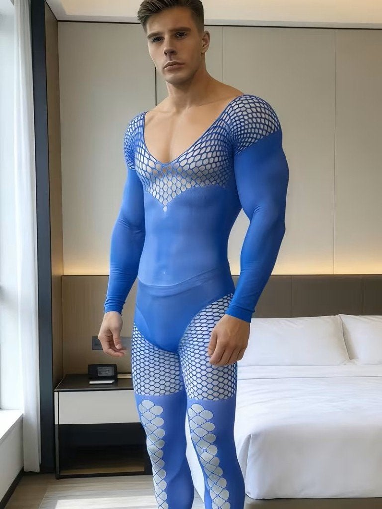 Visnet bodysuit      (004), Kleding | Heren, Ondergoed, Ophalen of Verzenden, Blauw, Overige typen