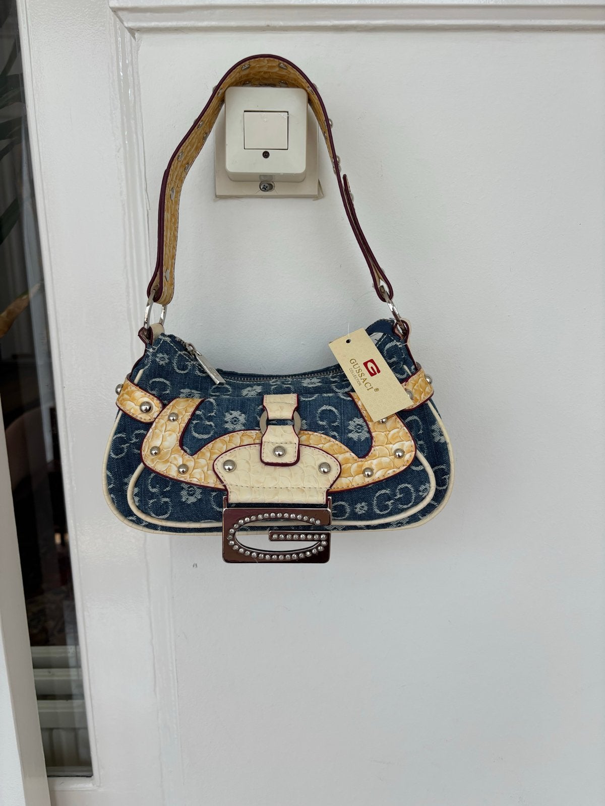 Vintage Y2K denim Gussaci Tas - Zo Goed als Nieuw, Ophalen of Verzenden, Zo goed als nieuw, Blauw, Schoudertasje