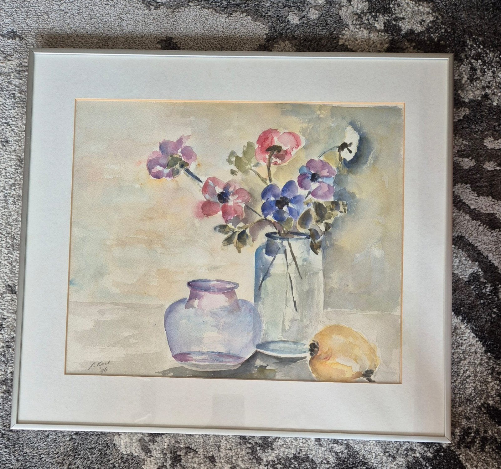 Aquarel met kleurige anemonen., Ophalen