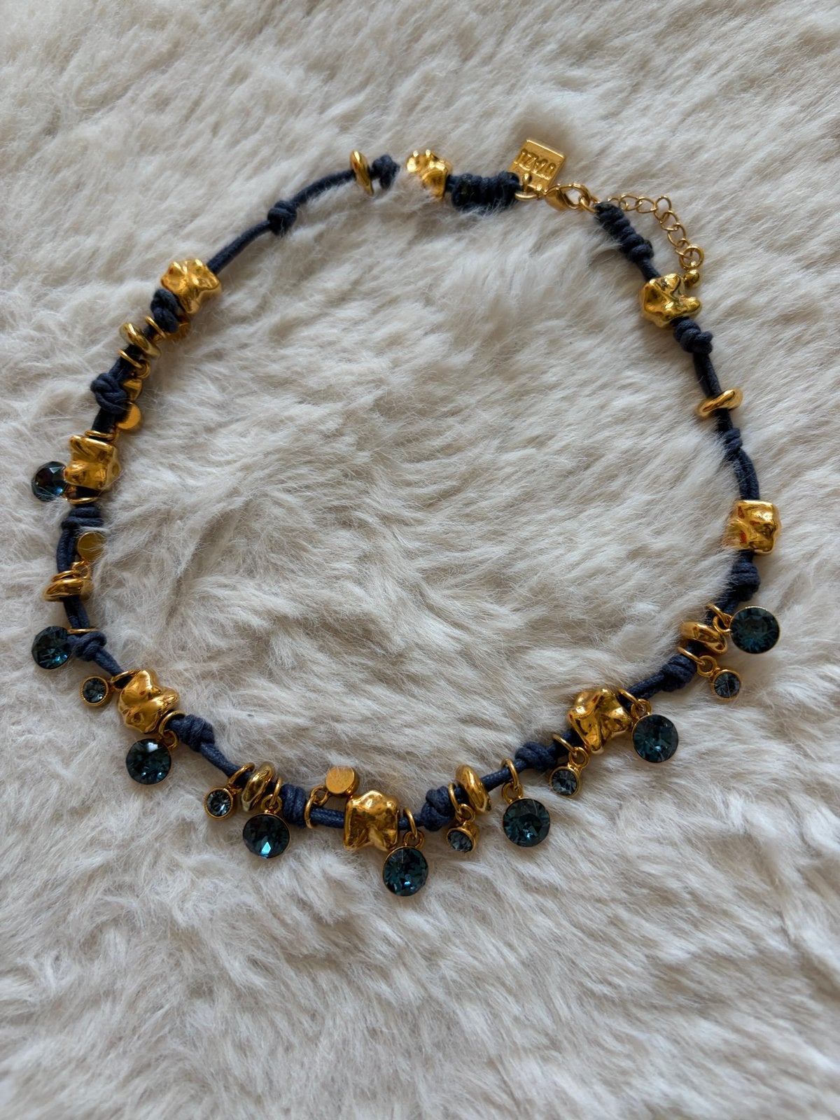 Otazu Classic Blue Halsketting - Verguld Messing & Swarovski, Met kristal, Overige materialen, Blauw, Ophalen of Verzenden