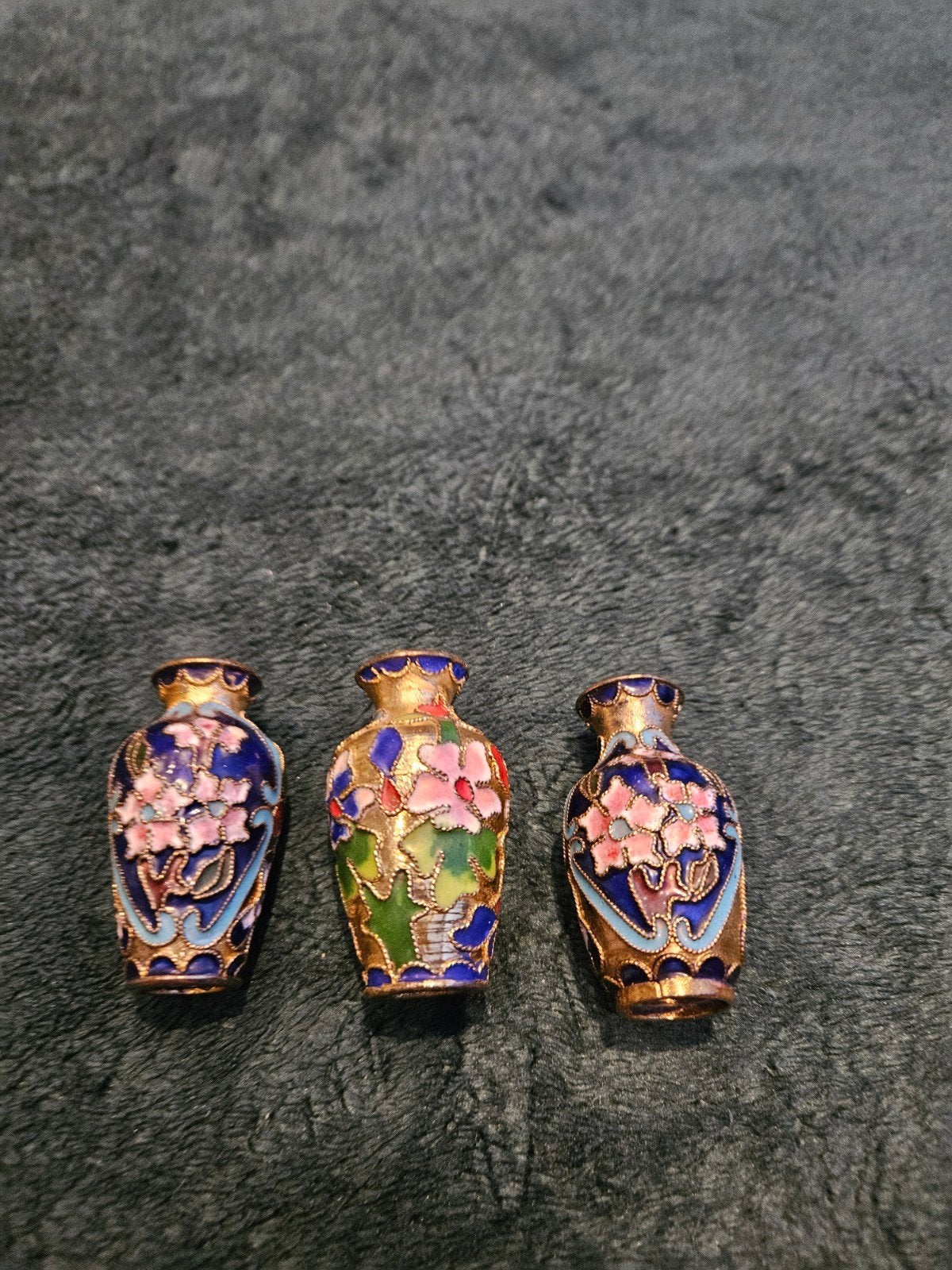 Set van 3 Mini Cloisonné Vaasjes - Handgemaakt Emaille, Antiek en Kunst, Ophalen of Verzenden