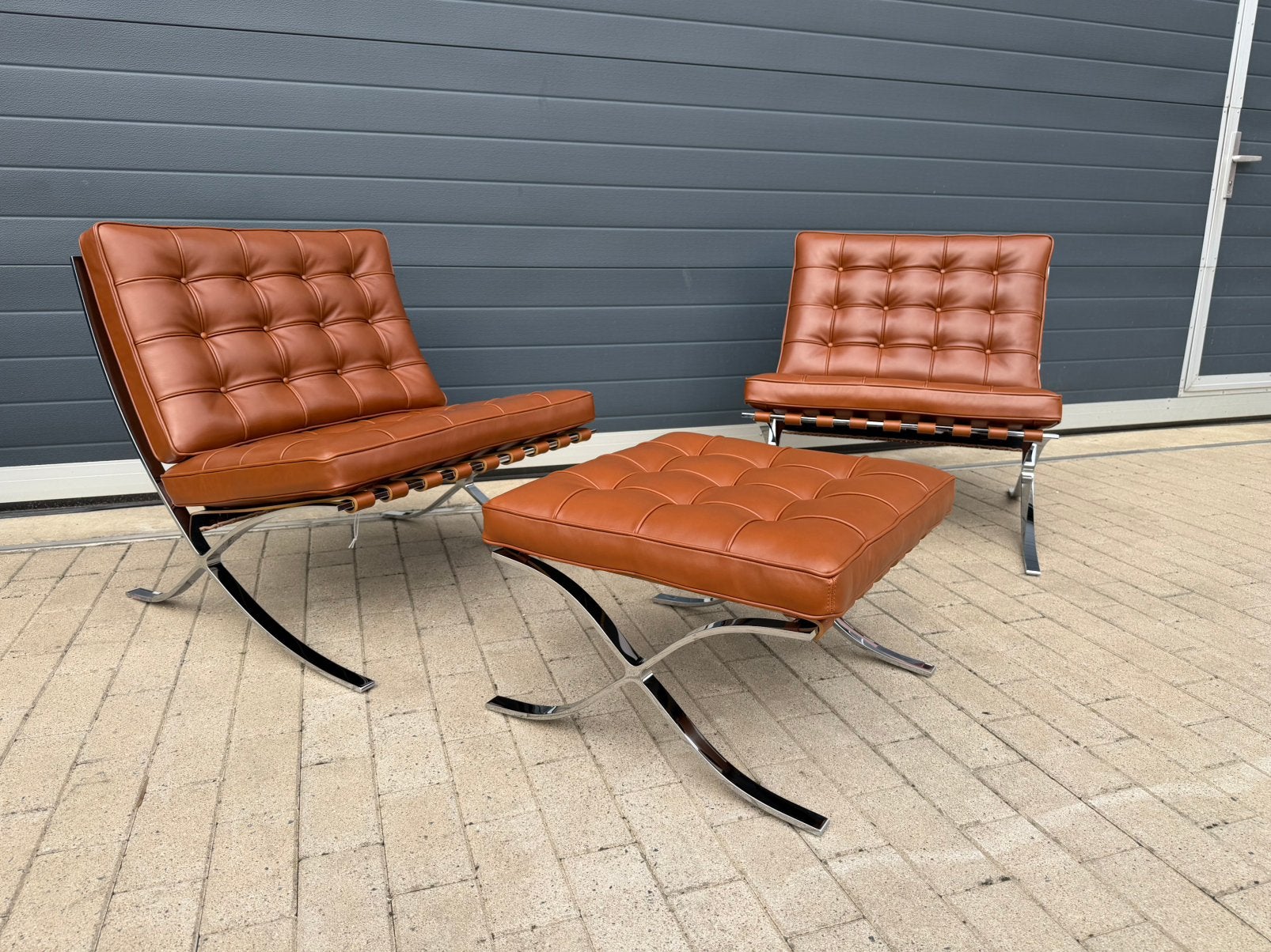 2x Knoll Barcelona relax + ottoman, Venezia Cognac, Ophalen of Verzenden, Vitra sede tecno mah jong edra cassina togo b&b italia artifort