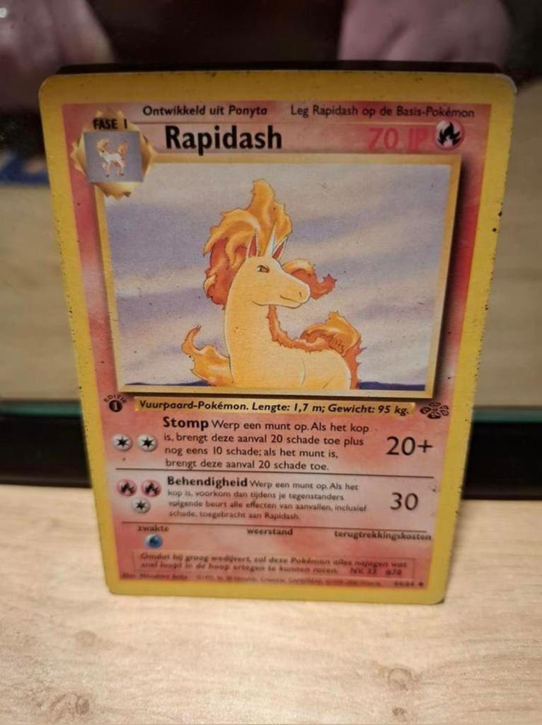 Rapidash Pokémon kaart - Basis Set, Ophalen of Verzenden, Gebruikt, Losse kaart