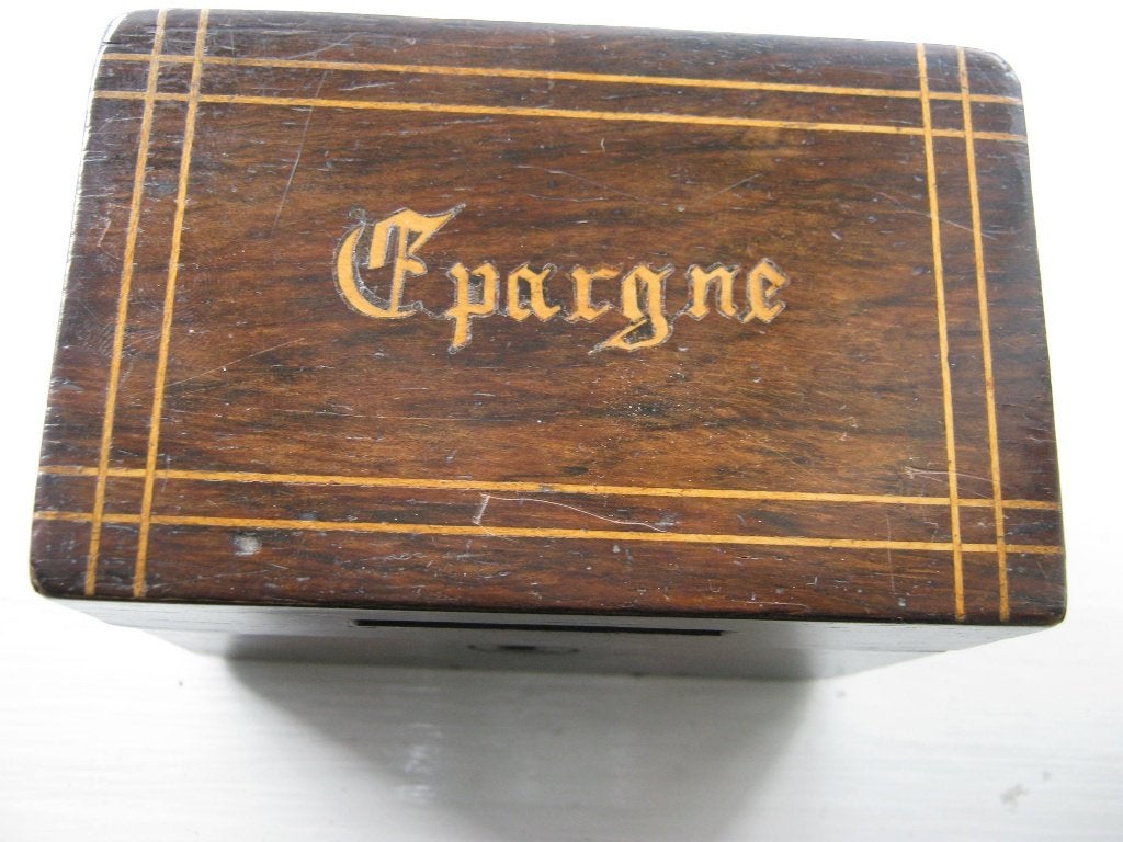 Antiek Mahonie Spaarpot uit 0ng 1880, Ophalen of Verzenden