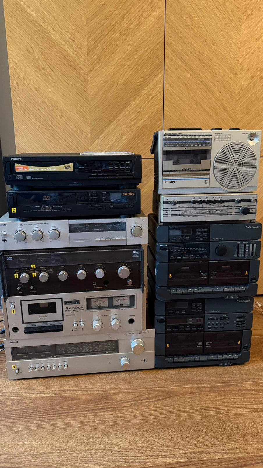 Partij stereo apparatuur Philips Schneider Erres Blaupunkt, Ophalen, Philips, Gebruikt, Cassettedeck