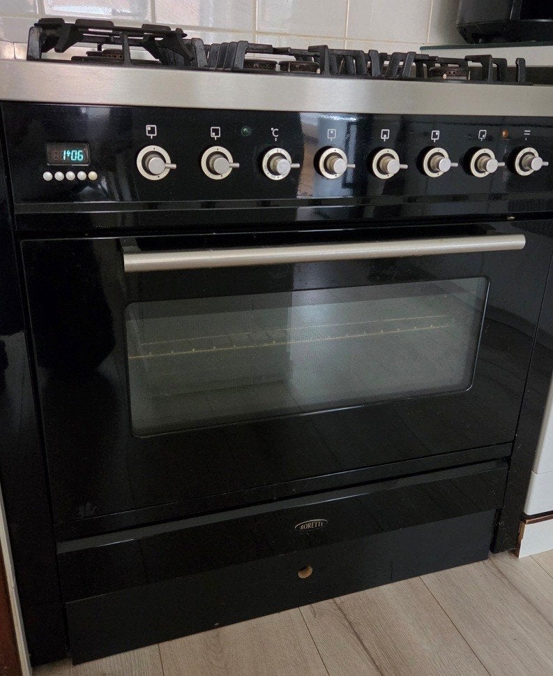 Boretti gasfornuis 6 pits met elektrische oven 90cm breed, Ophalen, Gebruikt, 60 cm of meer, Gas