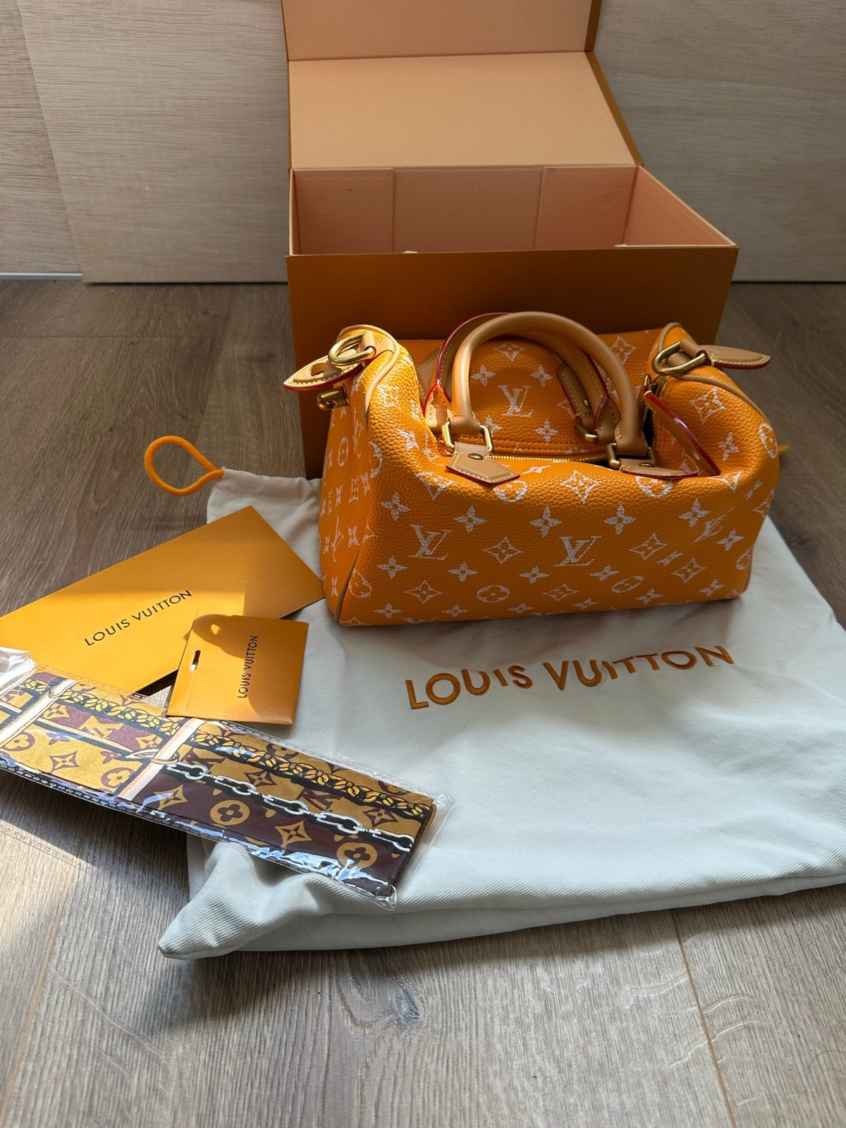 Louis Vuitton Speedy 25 By The Pool Oranje Handtas, Verzenden, Zo goed als nieuw, Oranje, Handtas