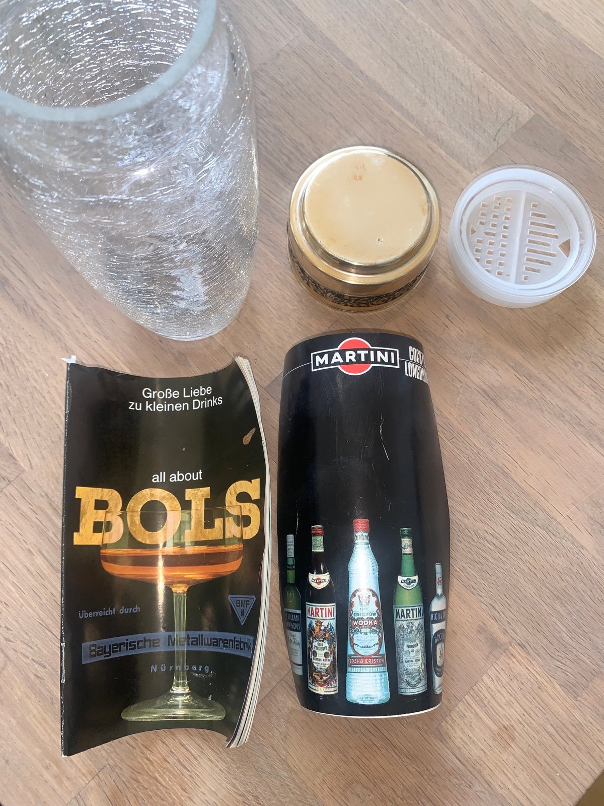 Vintage Bols Cocktail Shaker met Receptenboekje, Antiek en Kunst, Antiek | Glas en Kristal, Ophalen of Verzenden