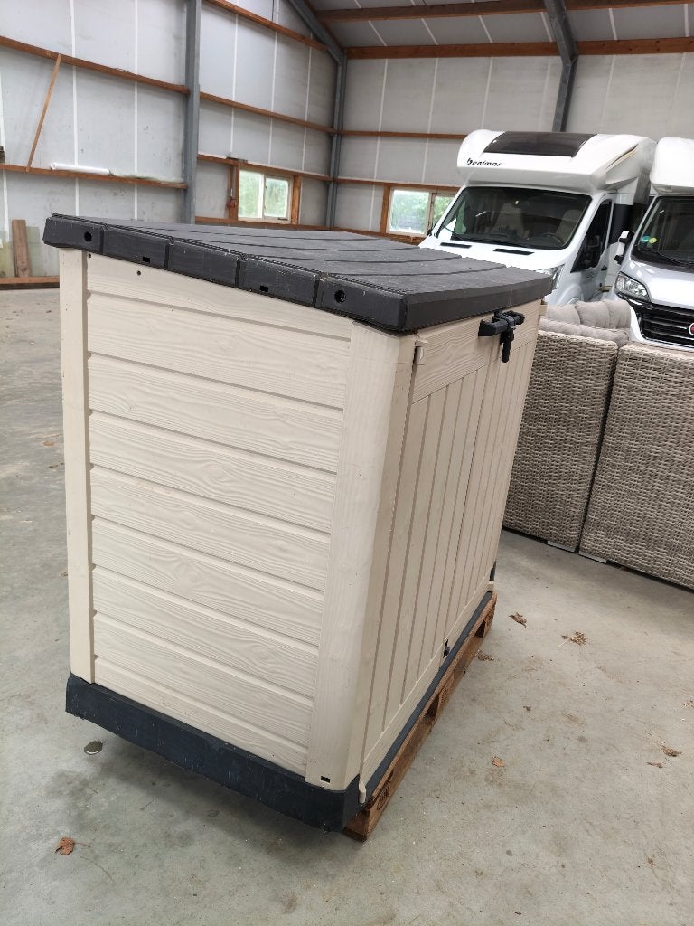 Kunststof Opbergbox / Tuinkast - Beige/Zwart, Ophalen, Gebruikt