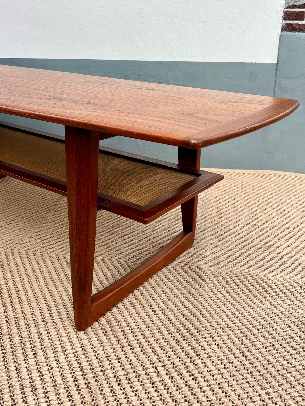 G-Plan Brasilia Salontafel Teak Jaren 60 Vintage 150 cm, Ophalen, 100 tot 150 cm, Teakhout, 50 tot 100 cm
