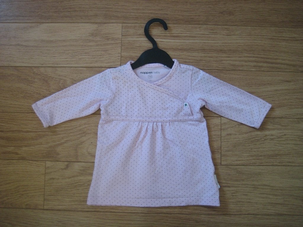 Lichtroze jurk met stippen maat 56 Noppies lange mouwen, Noppies Baby, Meisje, Jurkje of Rokje, Ophalen of Verzenden