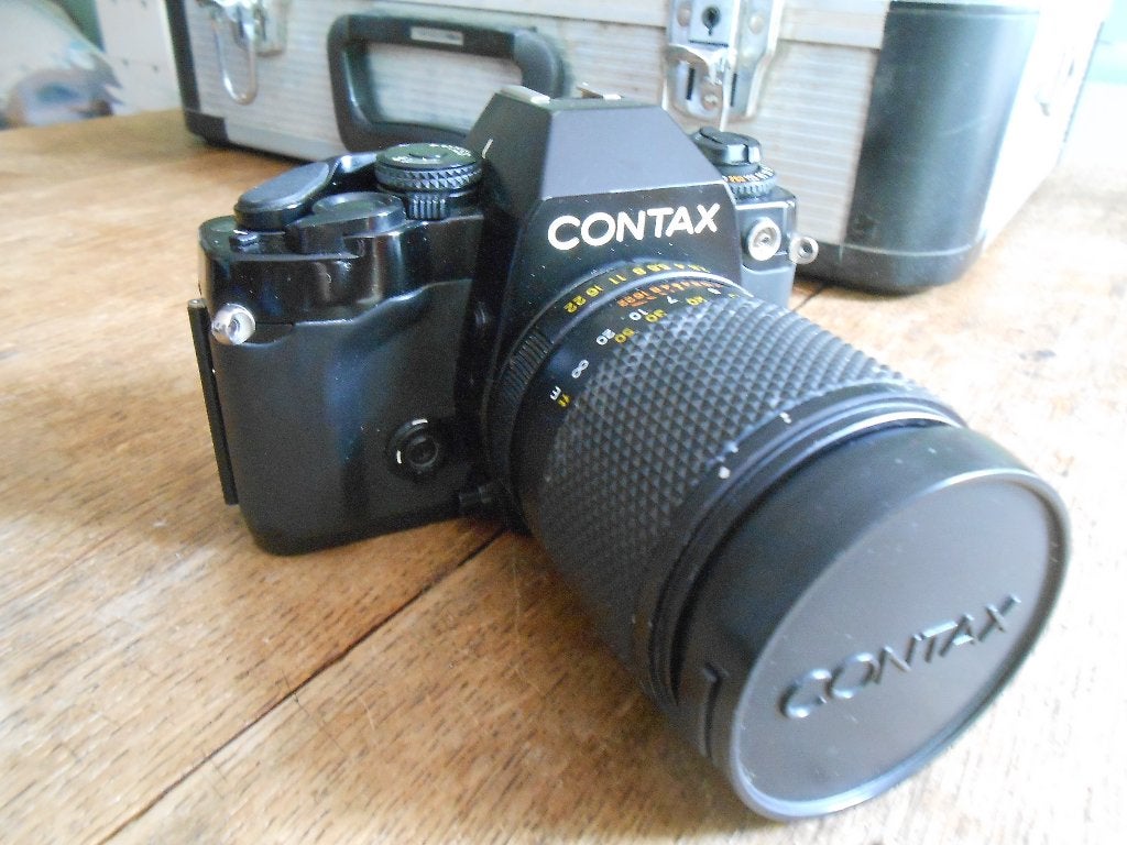Contax camera met lenzen en koffer, Audio, Tv en Foto, Fotocamera's Analoog, Gebruikt, Spiegelreflex, Overige Merken, Ophalen