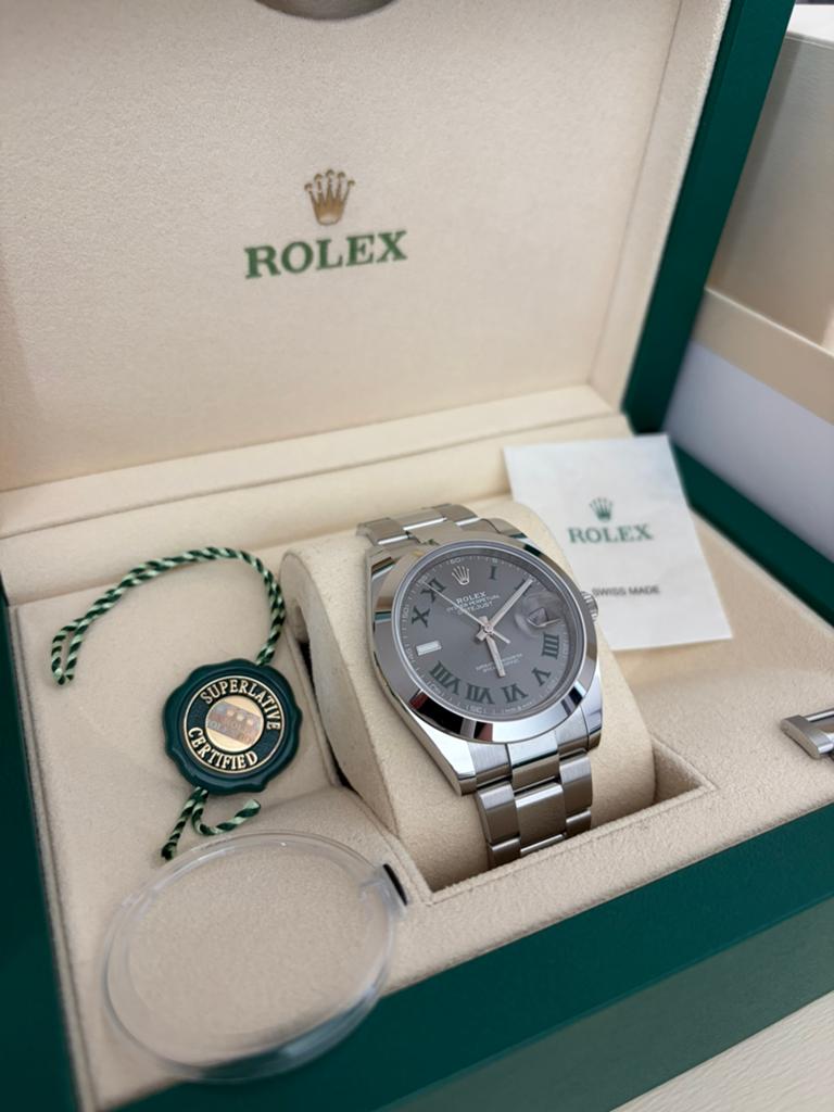 Rolex Datejust 41 | 126300 Wimbledon Oyster Full Set 2021, Sieraden, Tassen en Uiterlijk, Horloges | Dames, Ophalen, Staal, Polshorloge