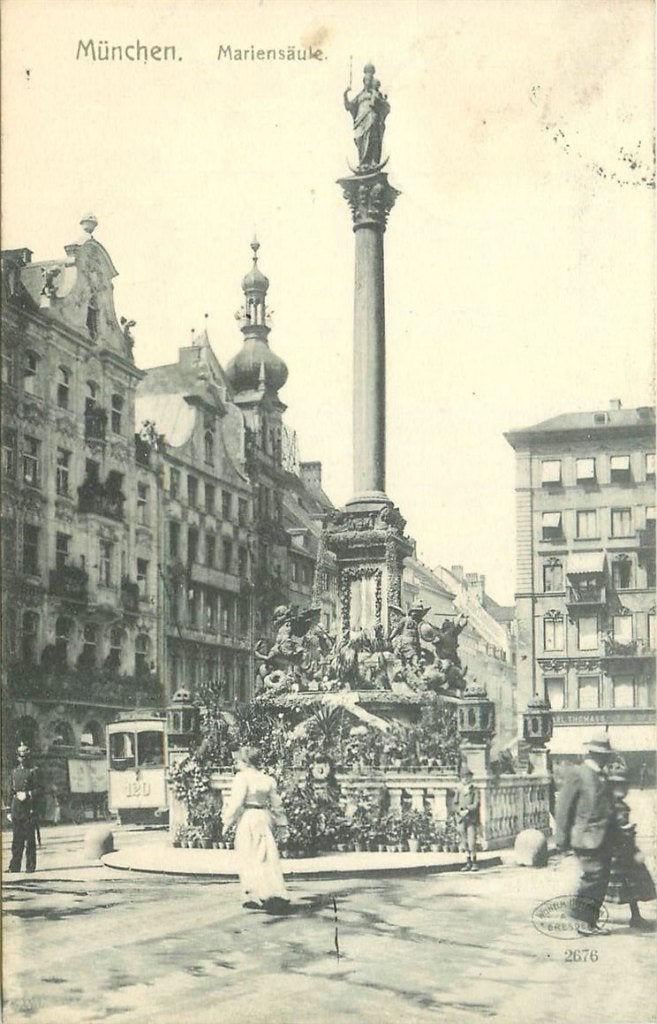 379-101-013 München Mariensäule, Verzamelen, Ophalen of Verzenden, Voor 1920, Duitsland