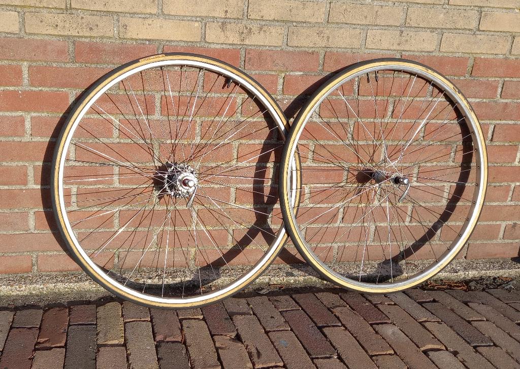 wedstrijdwielen met tubes racefiets 1975 Normandy Weinmann, Gebruikt, Aluminium, Racefiets, Ophalen
