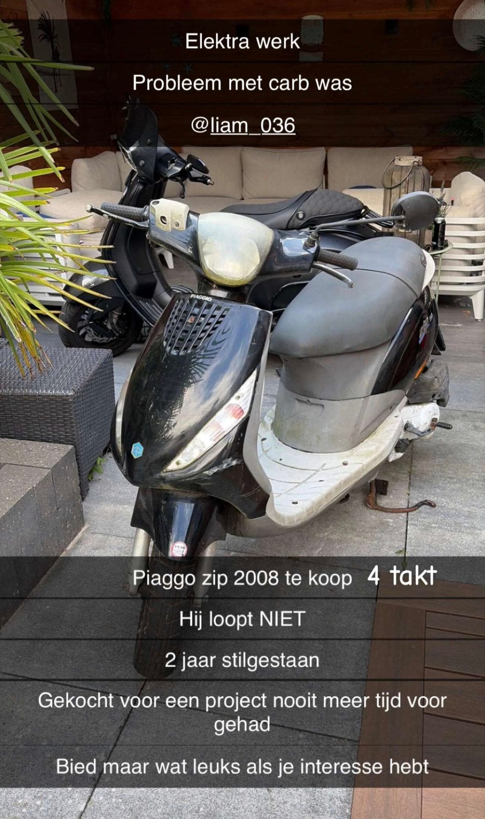 Piaggo zip 4t NIET LOPEND, Ophalen, Zip, Zo goed als nieuw, Benzine