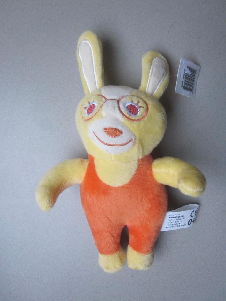 Interimage Zwitsal geel-oranje zacht pluche konijn knuffel, Kinderen en Baby's, Speelgoed | Knuffels en Pluche, Nieuw, Konijn