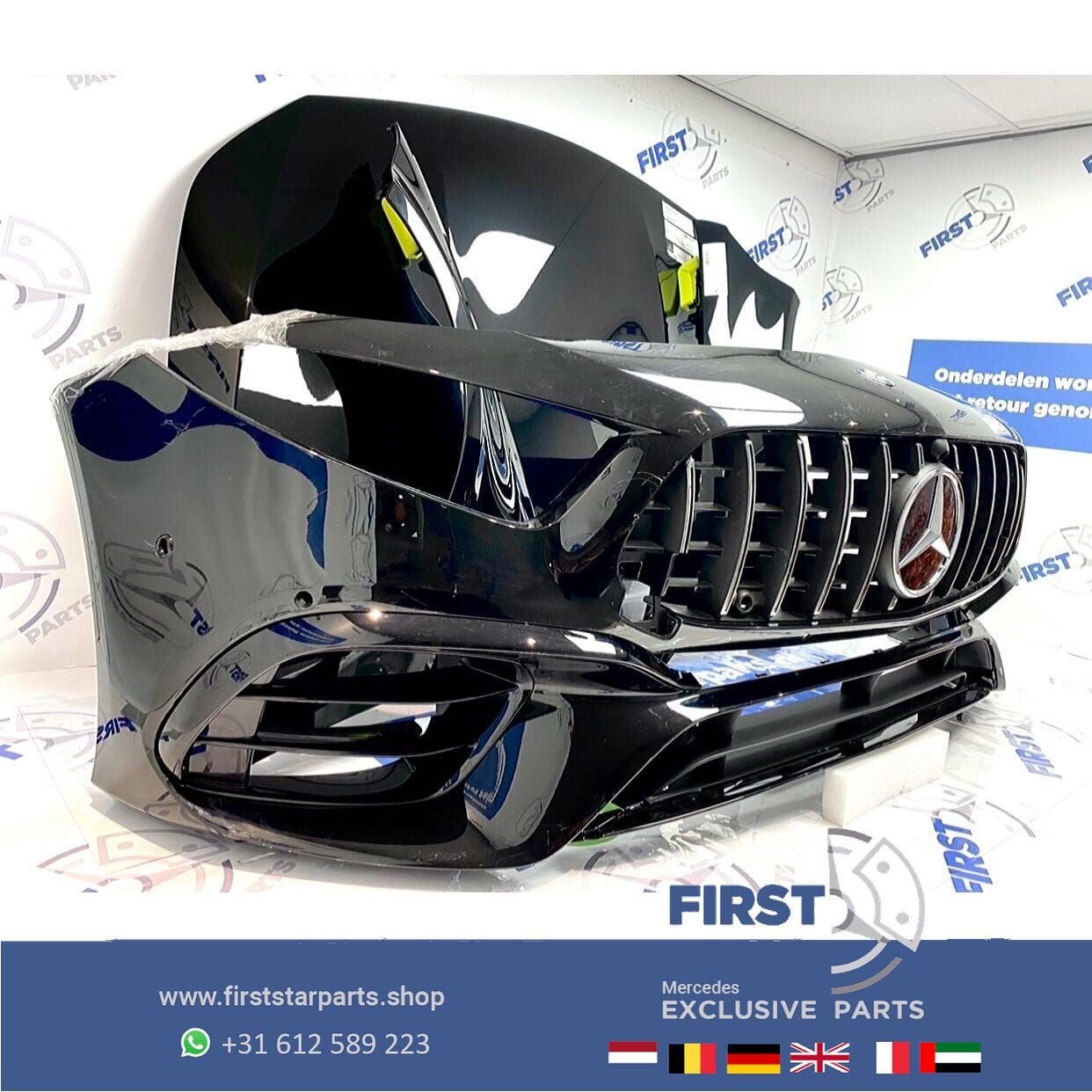 W177 V177 A45 S AMG VOORKOP ZWART Mercedes A 45 Klasse 2018-, Gebruikt, -, Voor, Ophalen of Verzenden