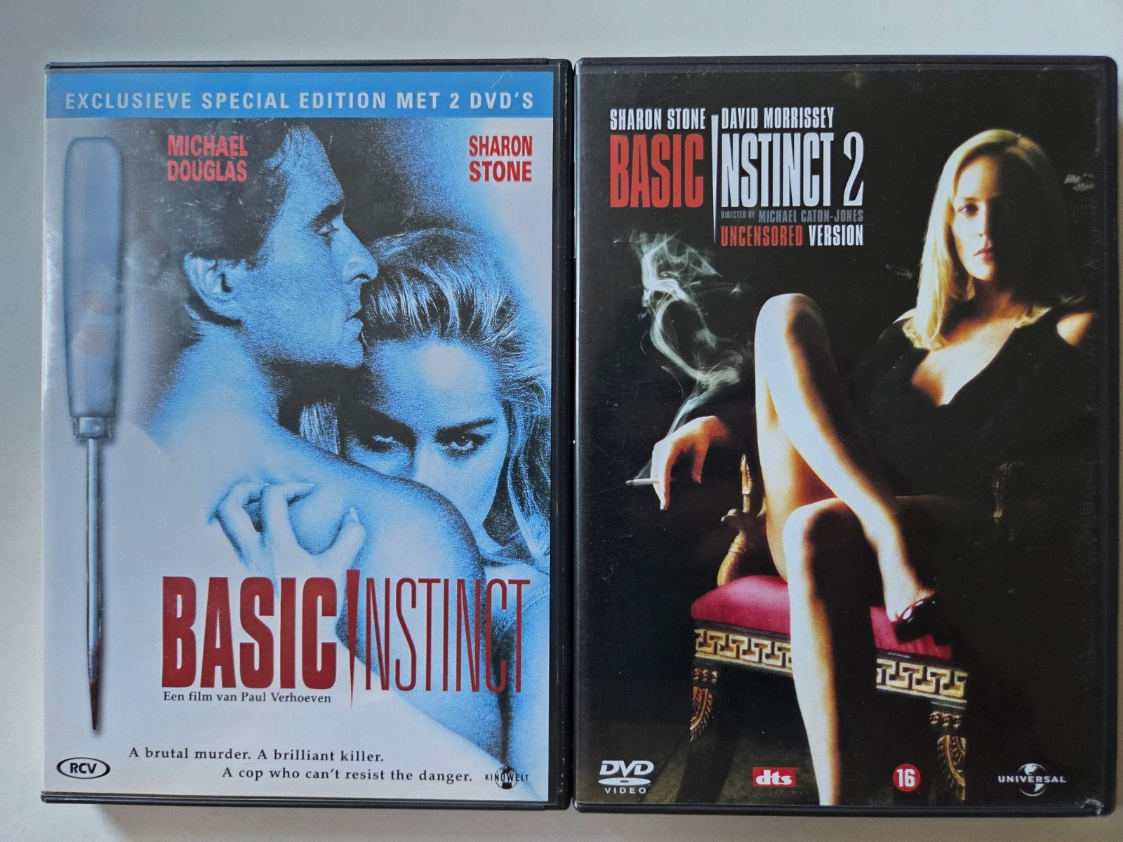 Basic Instinct 1 en 2 ( Michael Douglas Sharon Stone), Cd's en Dvd's, Vanaf 16 jaar, Ophalen of Verzenden, Zo goed als nieuw