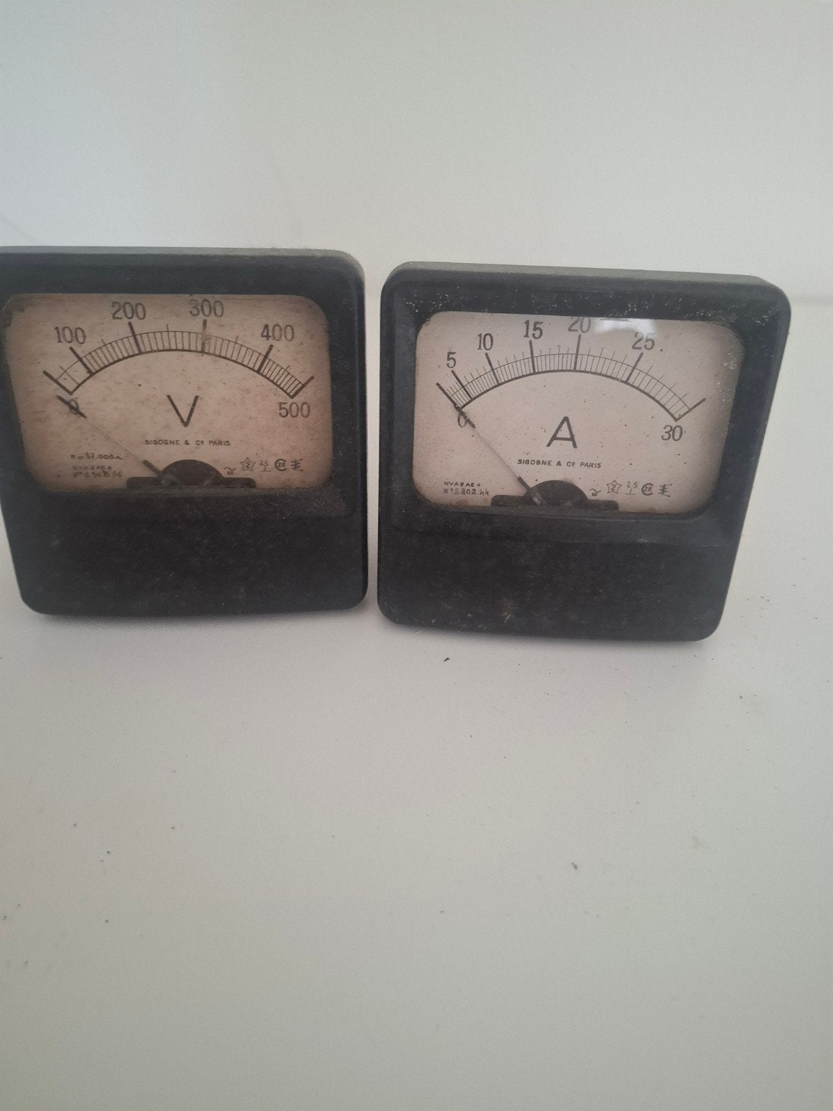 Vintage Volt- en Ampèremeter Set - Werking Onbekend, Ophalen of Verzenden