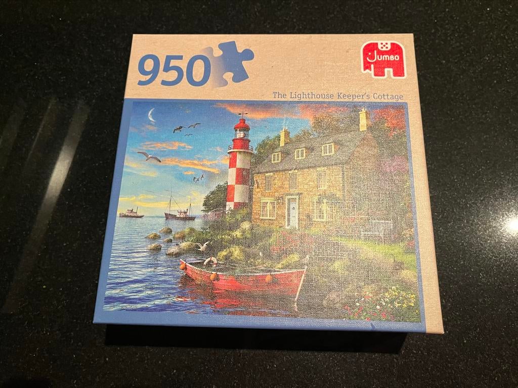 Jumbo Legpuzzel 950 stukjes - The Lighthouse Keeper's Cottag, Ophalen, 500 t/m 1500 stukjes, Zo goed als nieuw, Legpuzzel
