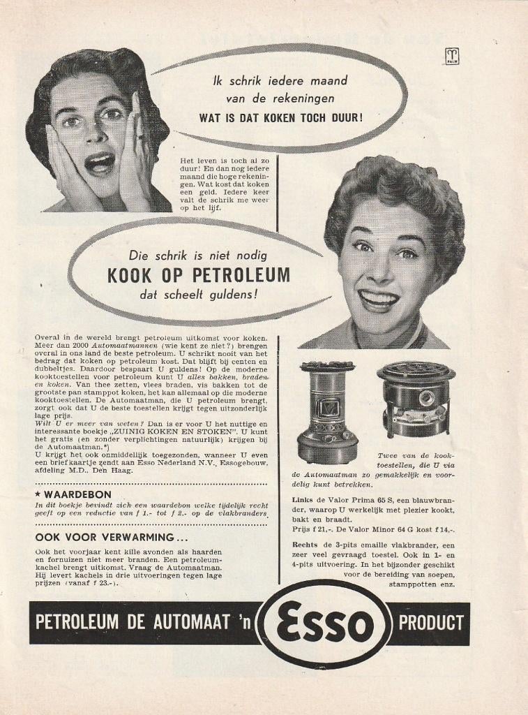 Retro reclame 1954 Esso petroleum de automaat jaren 50, Verzenden, Overige typen