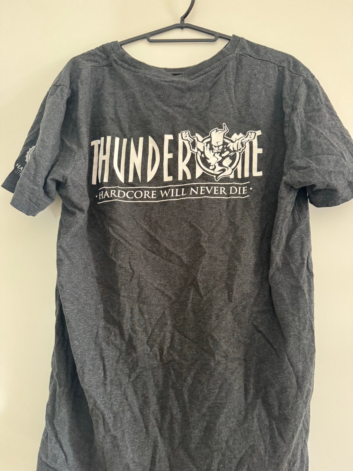 Thunderdome T-shirt Maat M - Hardcore Will Never Die, Ophalen of Verzenden, Gedragen, Maat 48/50 (M), Grijs