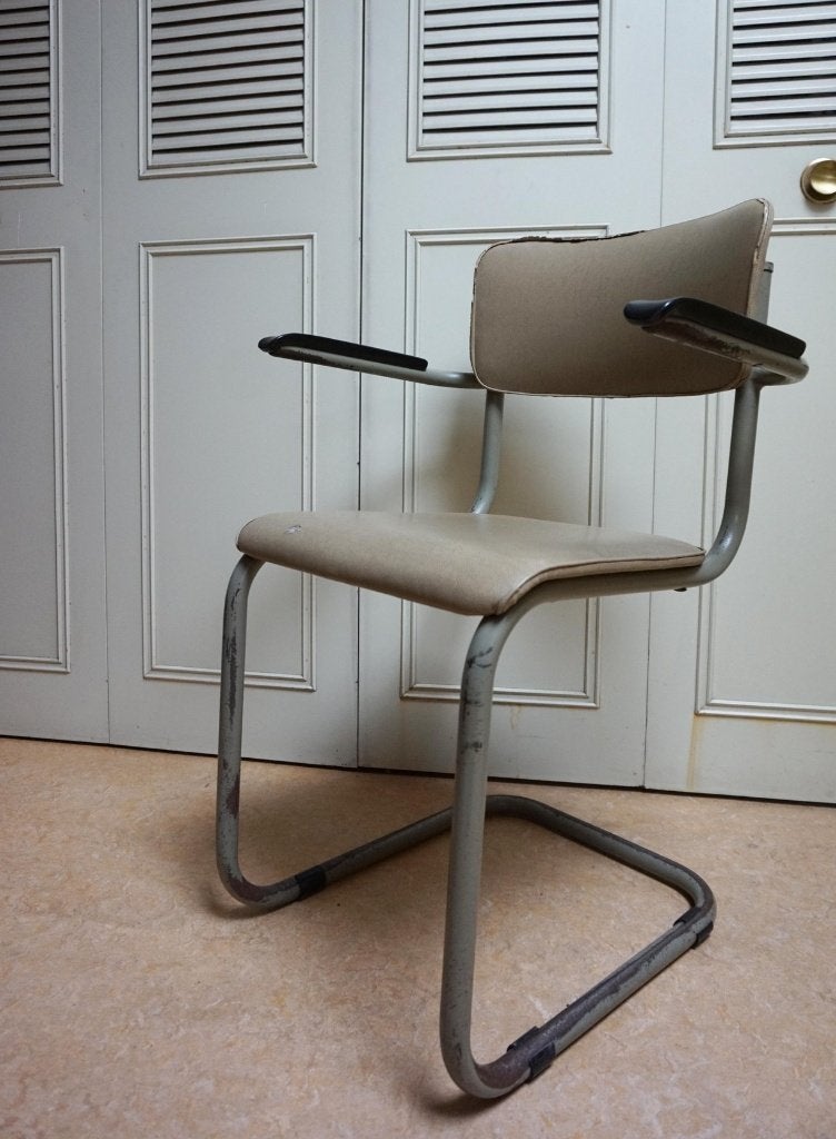 Vintage Tubax bureaustoel 1959, Ophalen, Gebruikt, Grijs, Bureaustoel