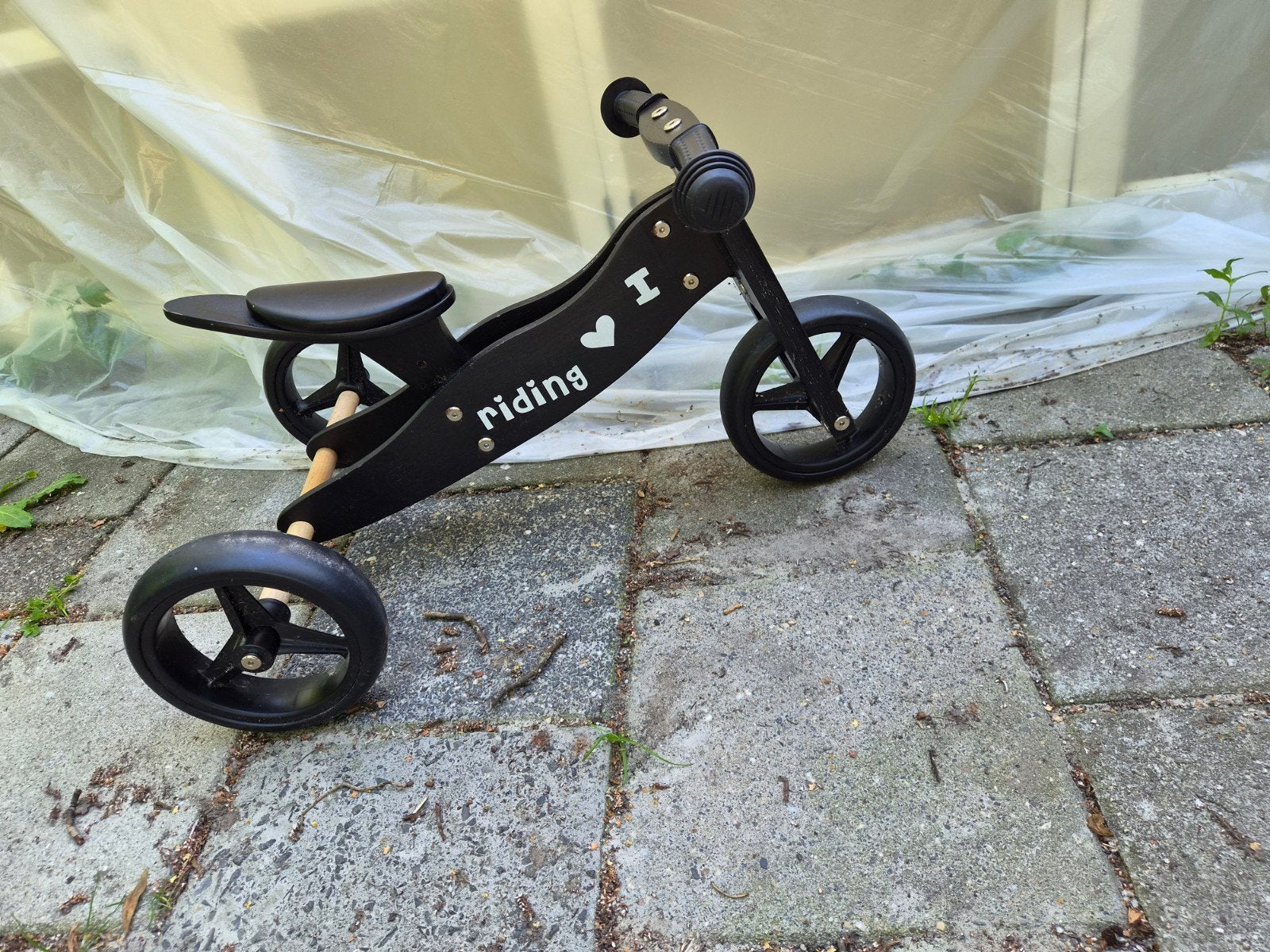 2Cycle 2-in-1 Loopfiets en Driewieler - Zwart Hout, Kinderen en Baby's, Speelgoed | Buiten | Voertuigen en Loopfietsen, Zo goed als nieuw