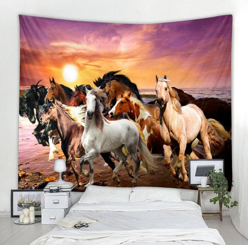 Paarden Wandkleed / 3D Wand Kleed Paard Dieren Muurkleed, Huis en Inrichting, Verzenden, Nieuw, Wandkleed