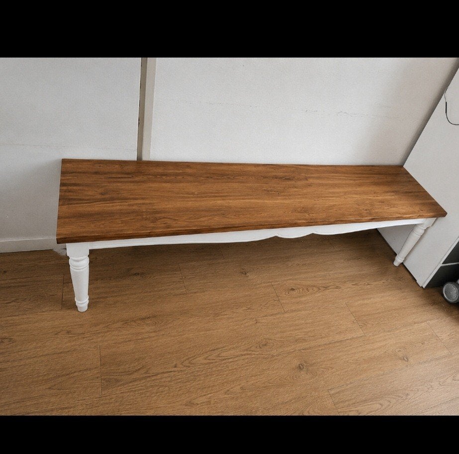 Landelijke houten bank / sidetable - massief hout, Ophalen, Gebruikt, Wit, Landelijke stijl