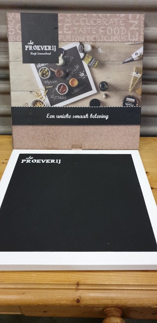 krijt serveer bord van de proeverij, Ophalen of Verzenden, 'T Olde Gre-j, Info@toldegrej.nl, Endepoelstraat 20f Didam