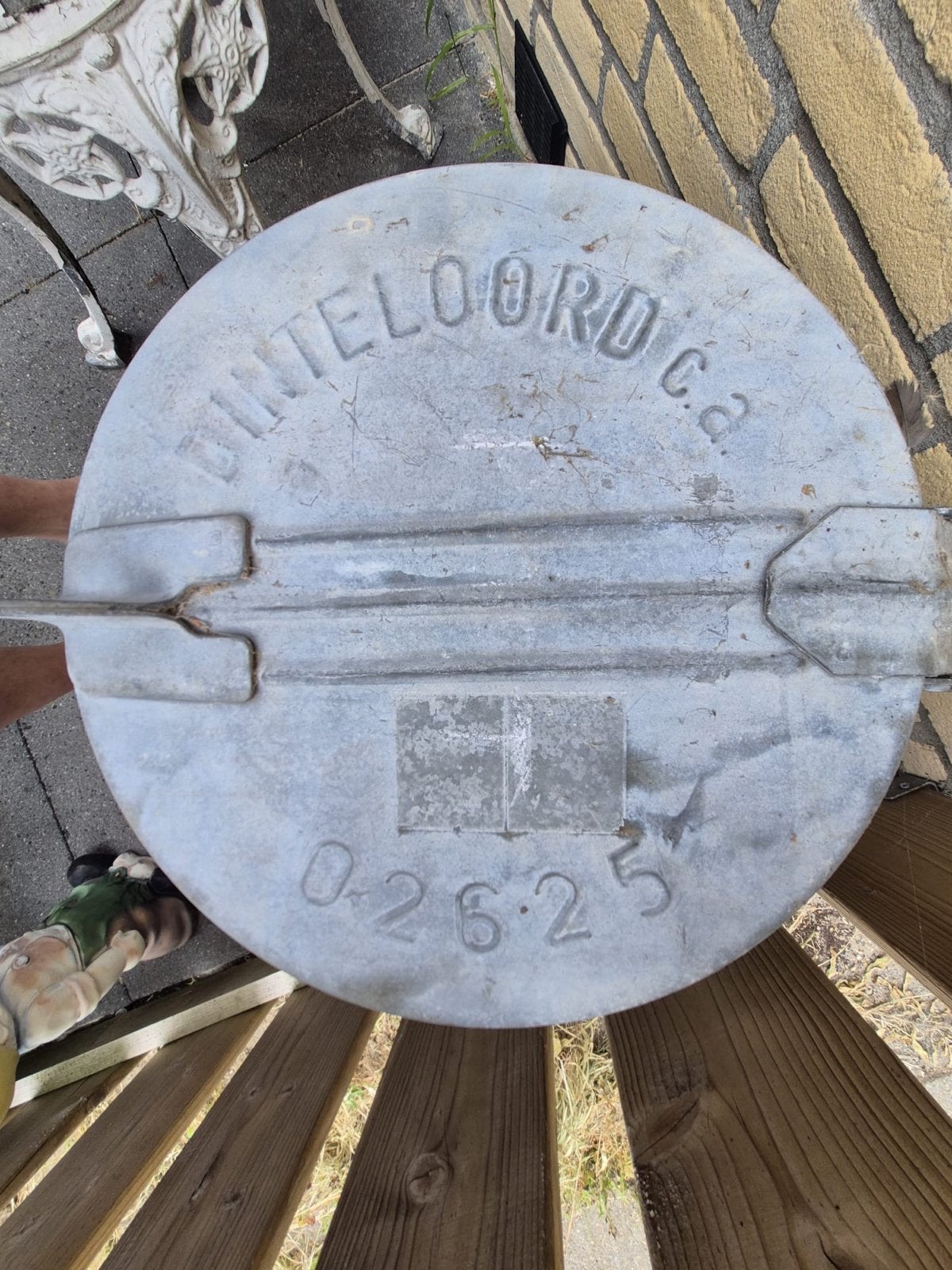 Vintage Zinken Vuilnisemmer met Deksel - Dintelooord 02625, Ophalen