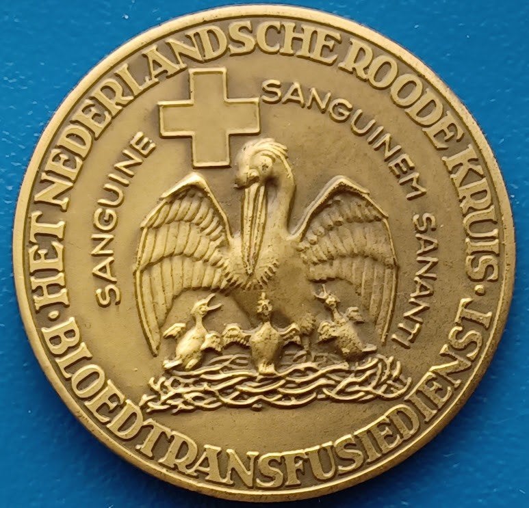 Penning Ned. Roode Kruis, Prof.Dr. Karl Landsteiner - 1939, Postzegels en Munten, Verzenden, Brons, Nederland