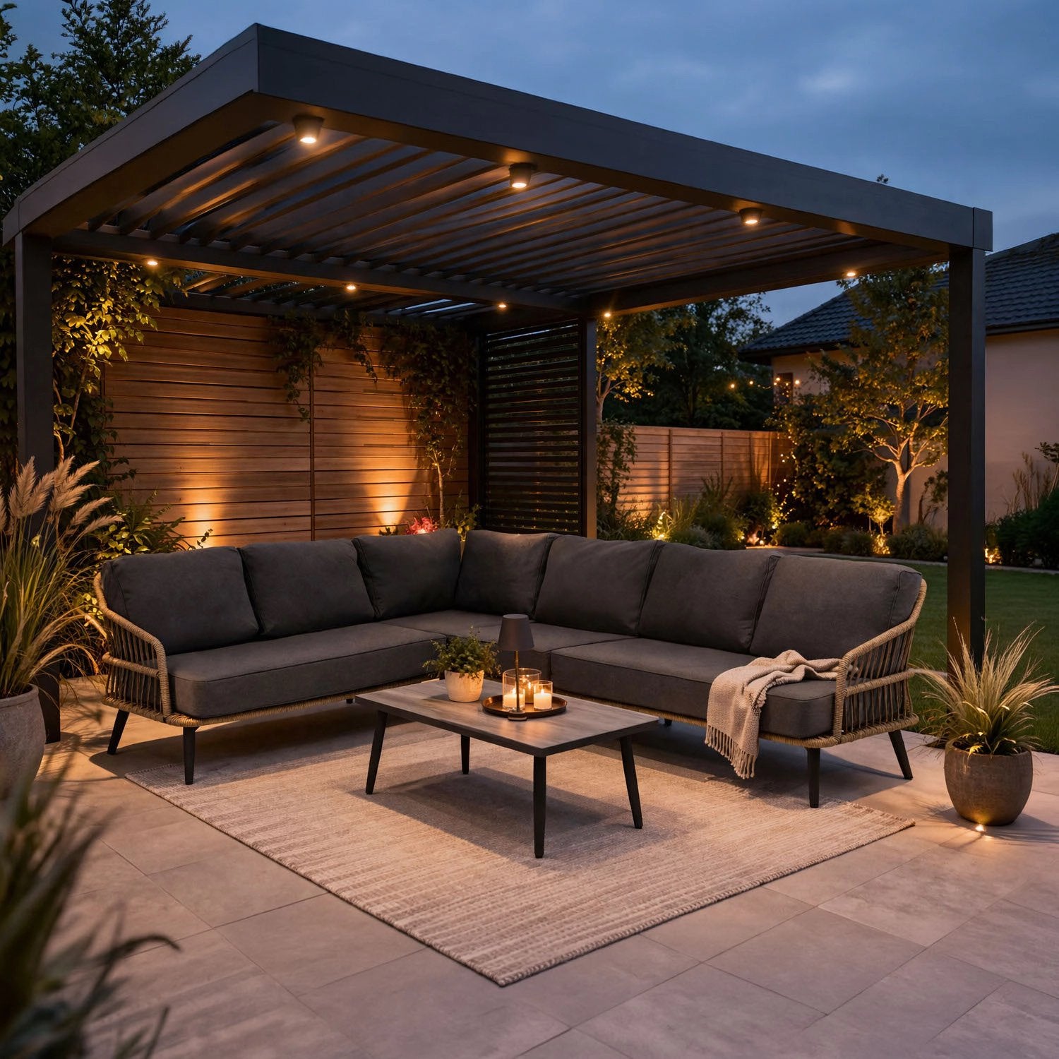 Nieuwe hoekloungeset 210 x 210 met dikke kussens, Ophalen, Zo goed als nieuw, Aluminium, Stoel