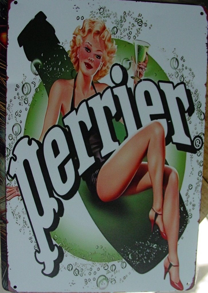 PERRIER REKLAME -METAAL-, Ophalen of Verzenden, Gebruikt, Reclamebord