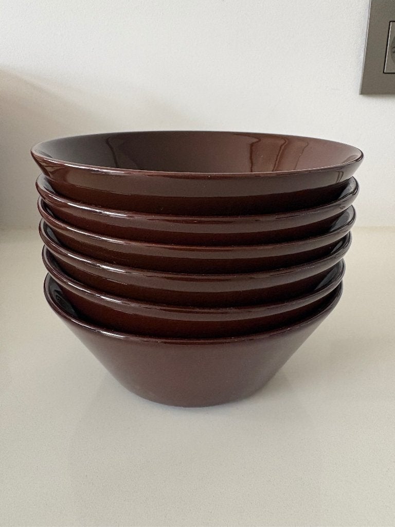 Iittala Teema 6 bruine kommetjes 15 cm, Ophalen of Verzenden, Zo goed als nieuw, Kom(men), Overige stijlen