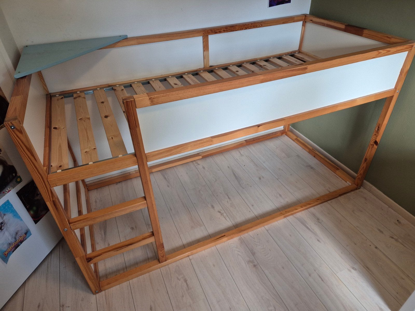 IKEA Kura omkeerbaar bed, wit/grenen, 90x200 cm, Ophalen, Gebruikt, 90 cm, Eenpersoons