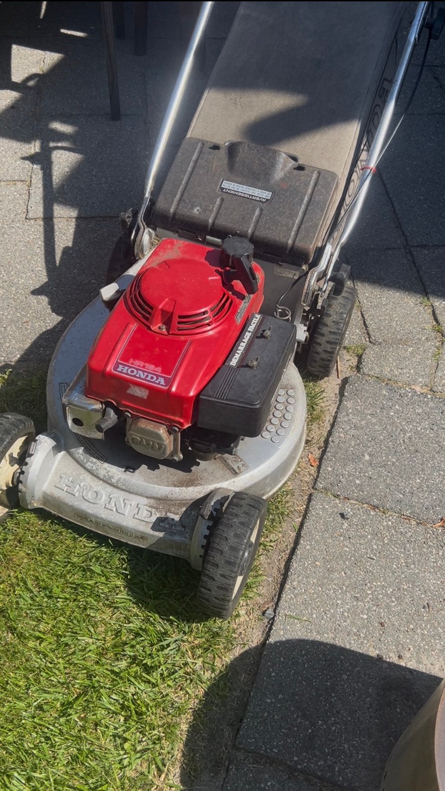 Prima Honda benzine grasmaaier, goed onderhouden, Tuin en Terras, Grasmaaiers, Ophalen, Cirkelmaaier, Gebruikt, Opvangbak