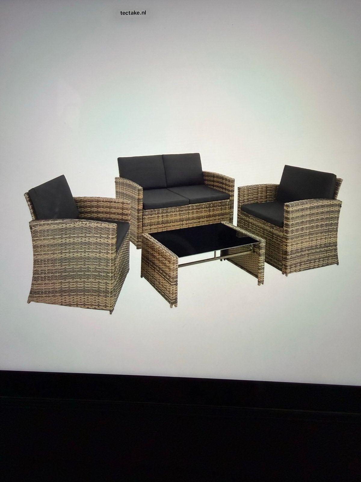 Wicker Loungeset met 2 Stoelen, Bank en Salontafel, Tuin en Terras, Ophalen, 4 zitplaatsen, Gebruikt, Loungeset