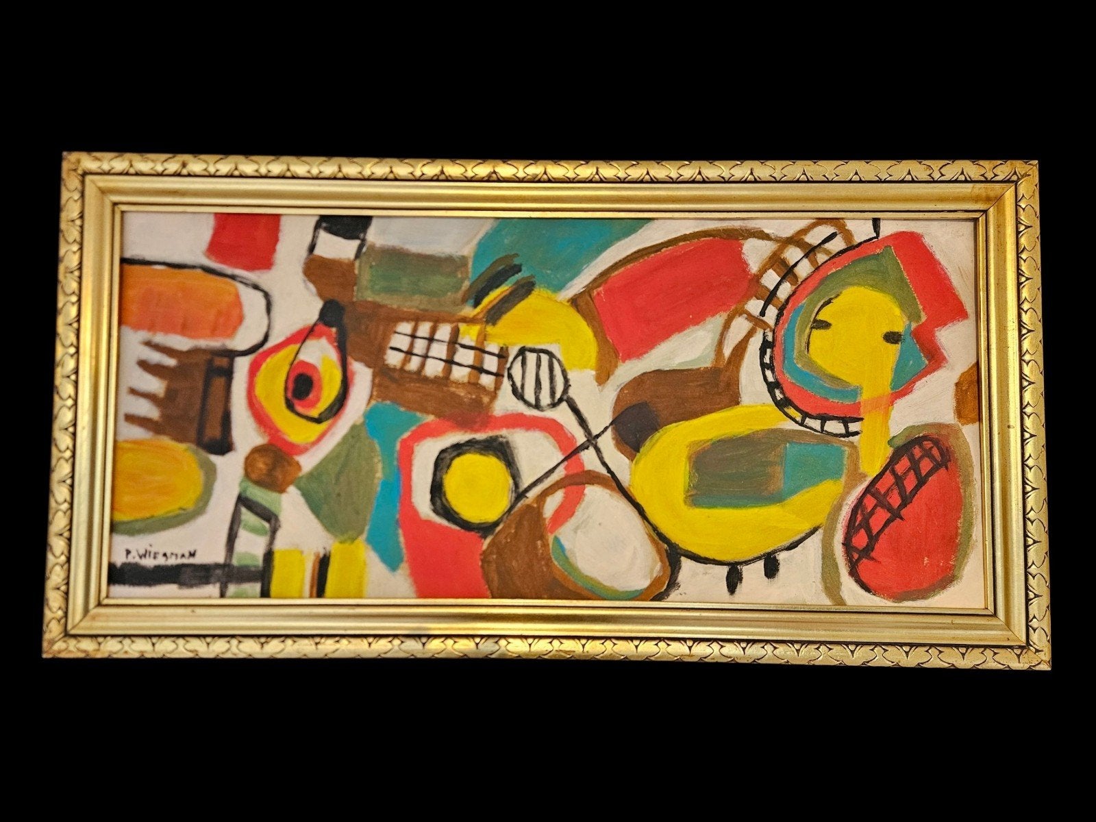 Piet Wiegman II op doek - Olieverf Abstract, Ophalen of Verzenden, Transport