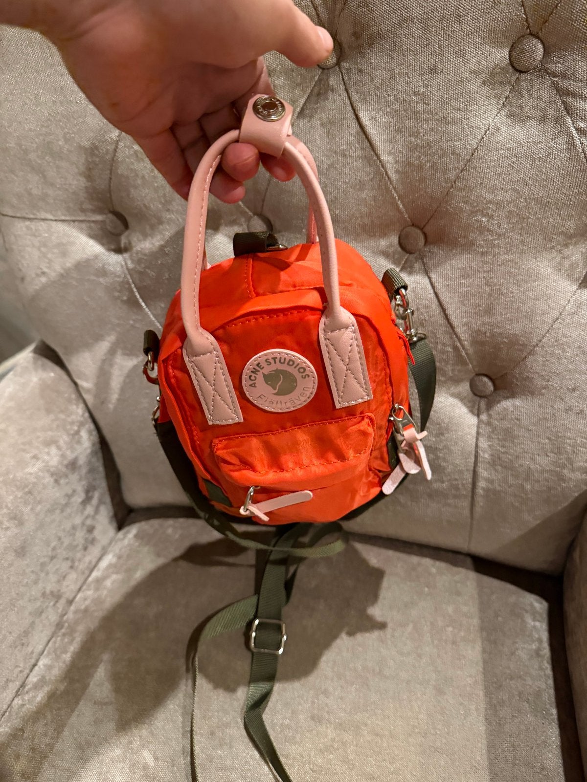 Acne Studios Fjällräven Kanken Mini Tas Oranje, Ophalen of Verzenden, Gebruikt, Oranje, Schoudertasje