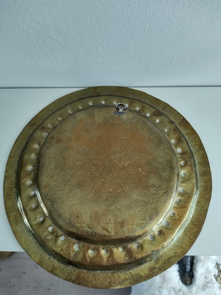 Marokkaans dienblad koper doorsnede 30 cm, Ophalen of Verzenden, Rond, Metaal