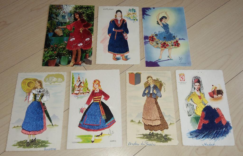Kaarten - Vrouwen uit verschillende landen (7 st), Verzamelen, Ansichtkaarten | Themakaarten, Ophalen of Verzenden, Gelopen, Klederdracht