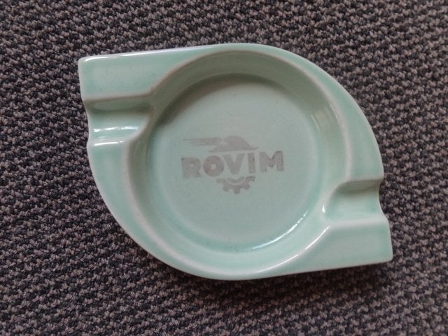 keramiek asbak met het reclame merk ROVIM 13x10x2 cm, Antiek en Kunst, Verzenden