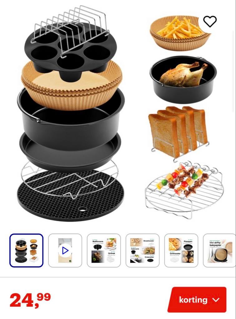 Complete Airfryer Accessoires Set van €25 NAAR €15, Witgoed en Apparatuur, Airfryers, Ophalen of Verzenden, Nieuw, Airfryer