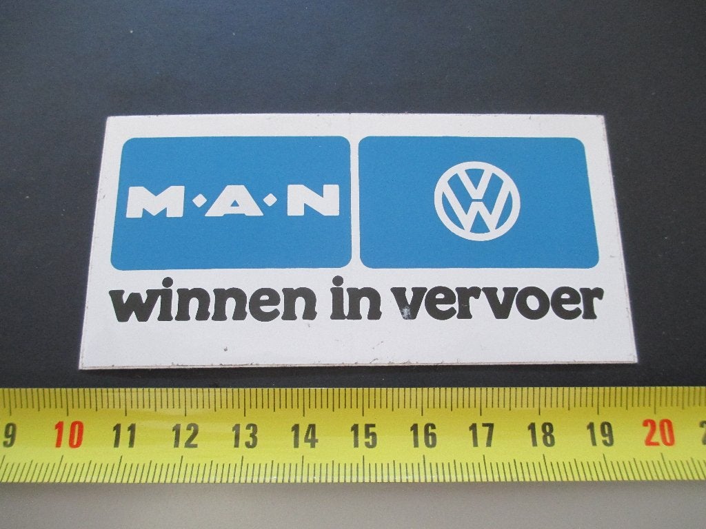 sticker MAN VW Volkswagen  Winnen in vervoer, Ophalen, Zo goed als nieuw
