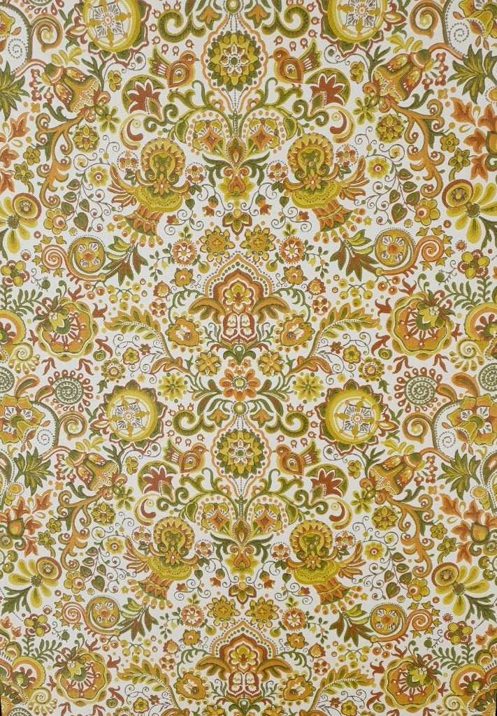 13555 Vintage paisley behang met vogels en bloemen swiet, Ophalen of Verzenden, Bruin