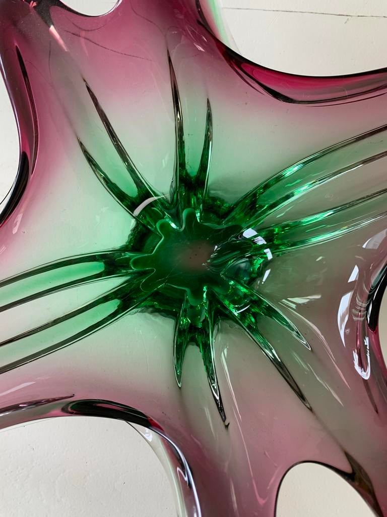Vintage   Murano schaal Groen/Paars, Ophalen