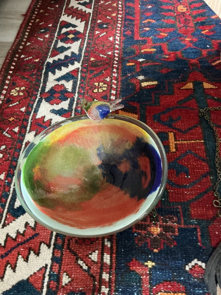 Glas murano schaal met vogel, Huis en Inrichting, Rond, Ophalen of Verzenden, Geglazuurd, Glas